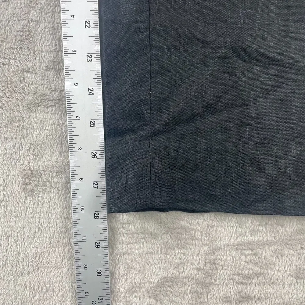 Banana Republic Wide Leg 100% Linen Pants Women Petite 6 Black Pleated‎ Summer